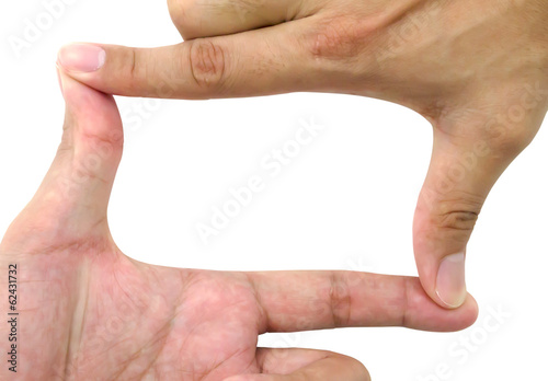 Man's hands making photo frame
