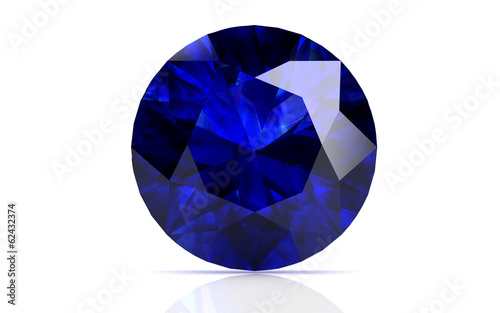 blue sapphire on white background (high resolution 3D image)