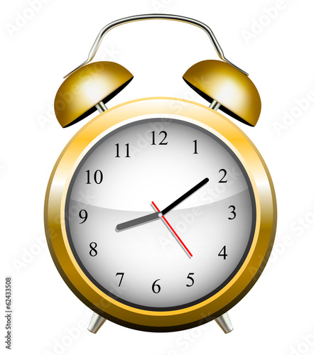 Yellow alarm clock. Vector