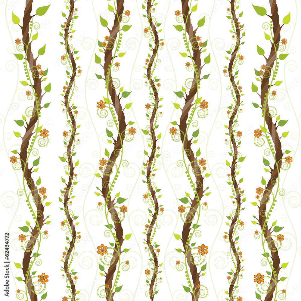 Fototapeta premium tree branch with flowers and leaves on a white background