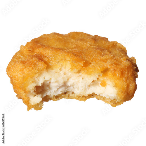 Chicken nugget isolated on white. Macro
