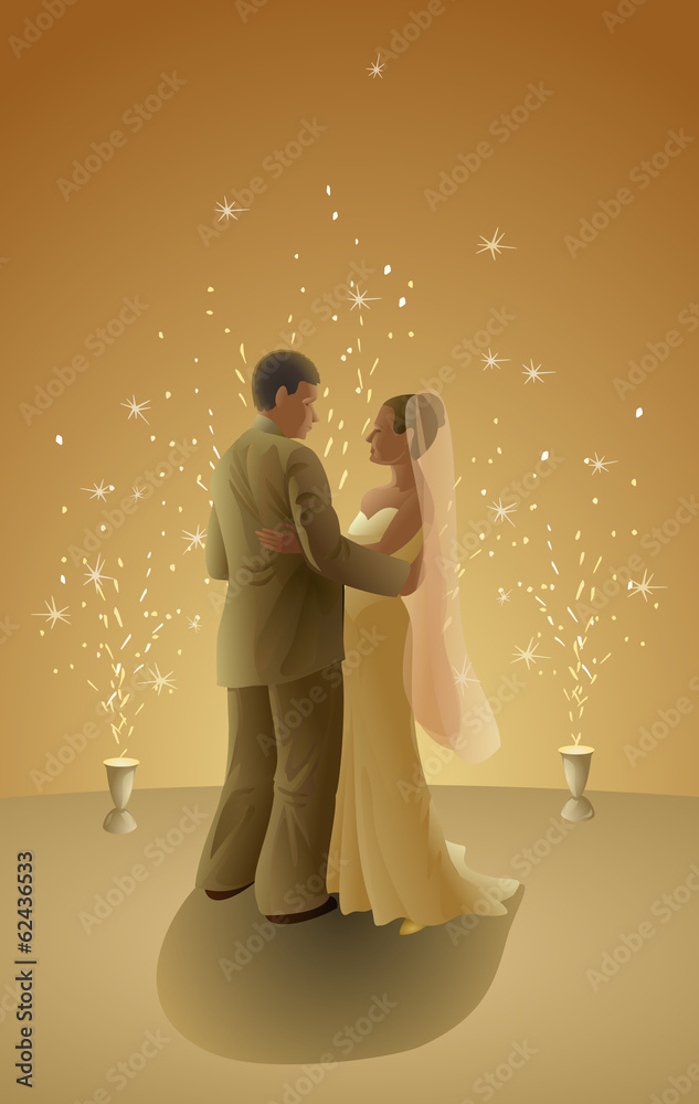 Obraz premium Wedding - bride and groom dancing