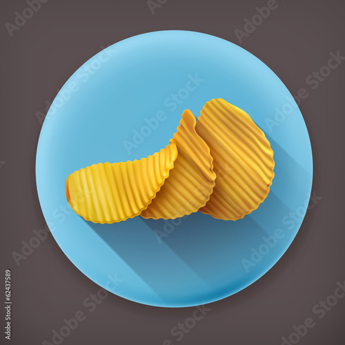 Potato chips long shadow vector icon