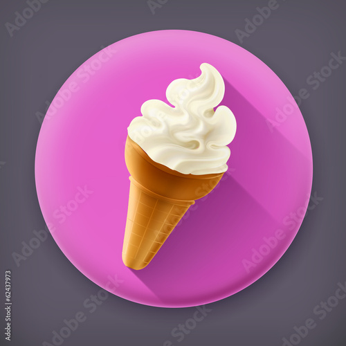 Soft ice cream long shadow vector icon