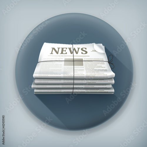 Stack of newspapers, long shadow vector icon