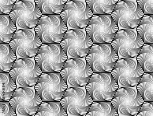 Design seamless monochrome hexagon geometric pattern. Abstract w