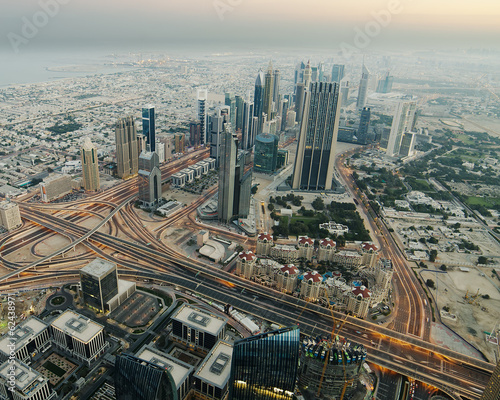 Downtown of Dubai  United Arab Emirates  in the sunrise
