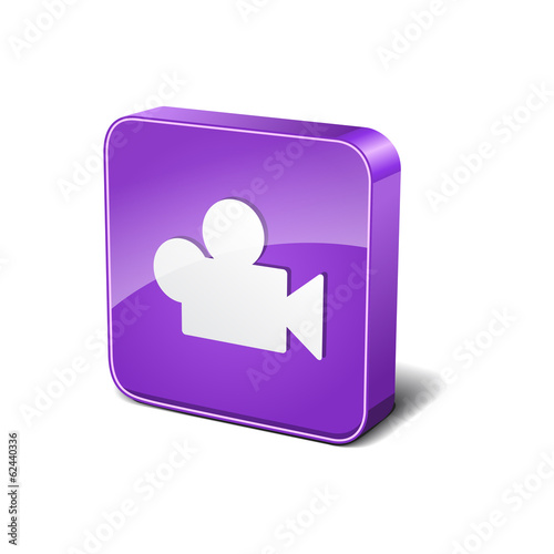 Video 3d Rounded Corner Violet Vector Icon Button