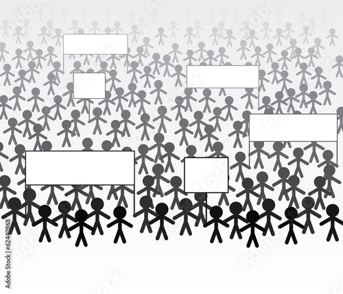 vector crowd of people marching to protest or to support