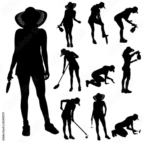 Vector silhouette of a gardener.