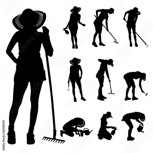 Vector silhouette of a gardener.