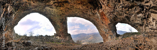A cave with three entrances