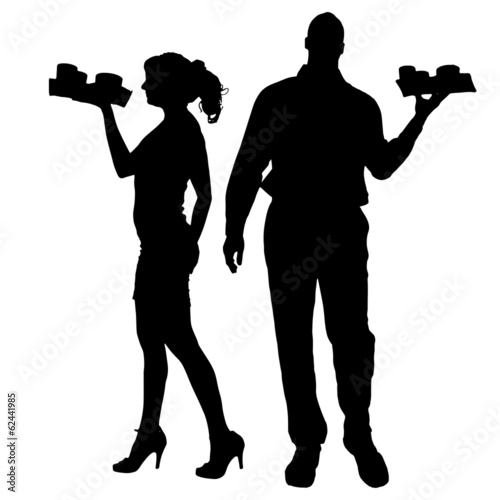 Vector waiter silhouette.