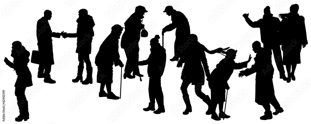 Vector silhouette of people in winter clothes. Vector silhouette of people in winter clothes.