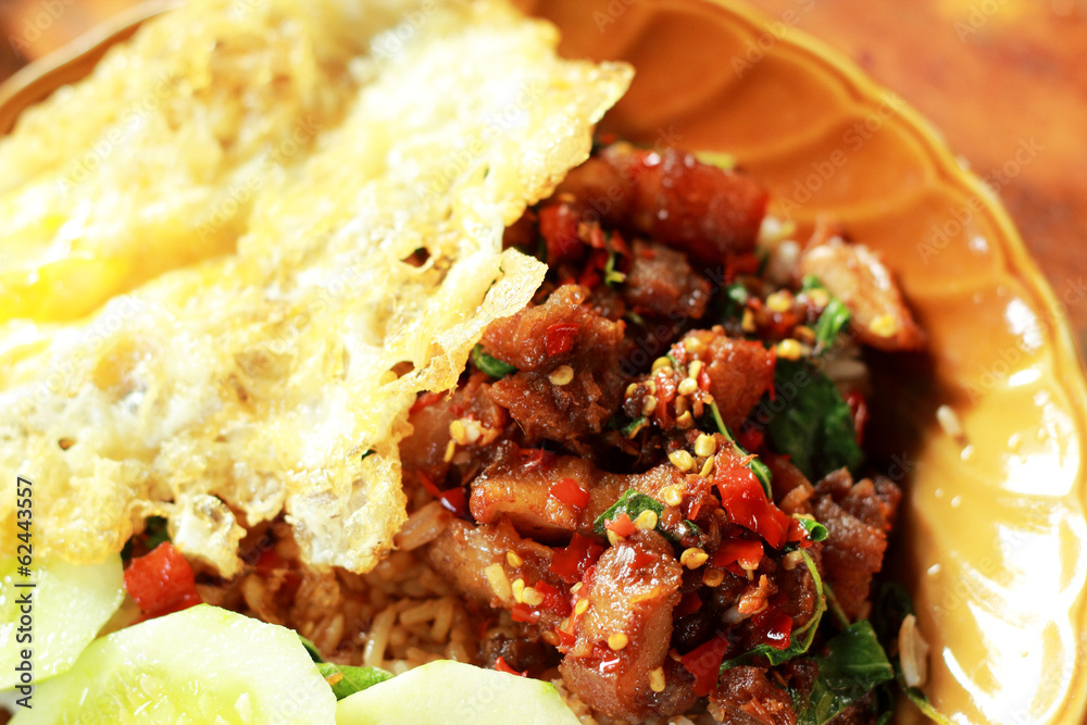 Basil and pork fried rice. Basil and pork fried rice.