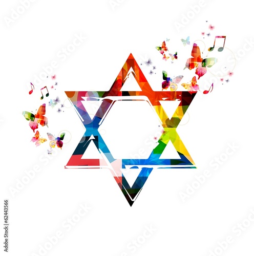 Colorful vector Star of David symbol background