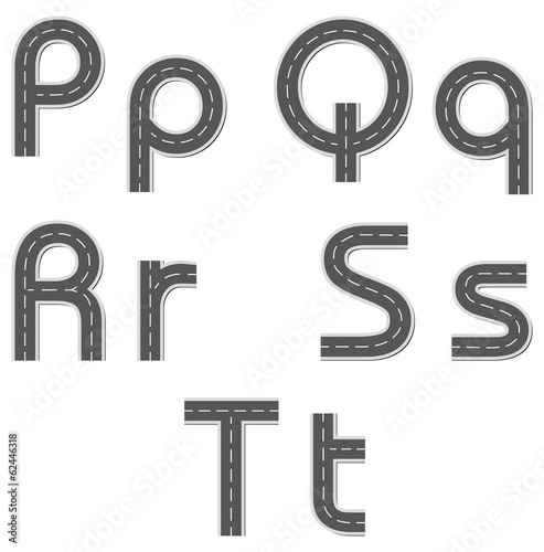 Vector alphabet in the form of a road