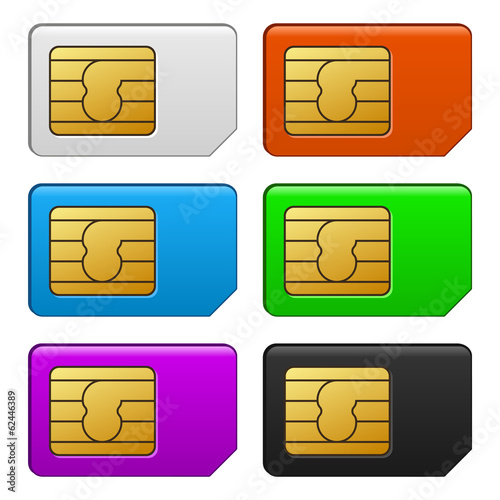 Sim Card Color Set. Vector Illustration
