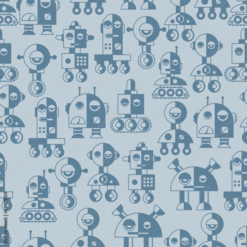 Seamless robots pattern in flat style.