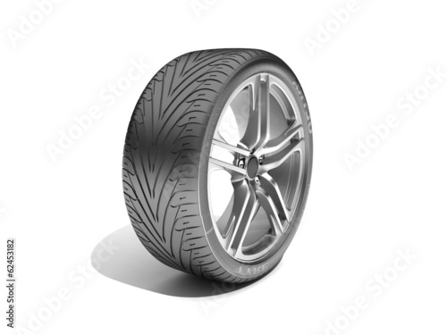 Wheel isolated on white. 3d illustration.