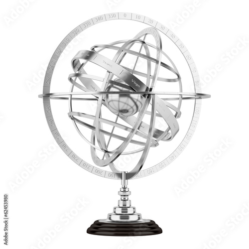 spherical astrolabe isolated on white background photo