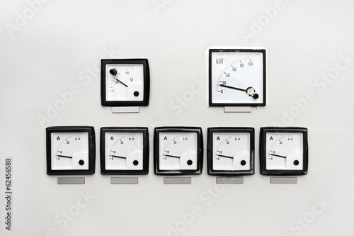 Fotografie Control panel with ampere, volt and watt meter devices