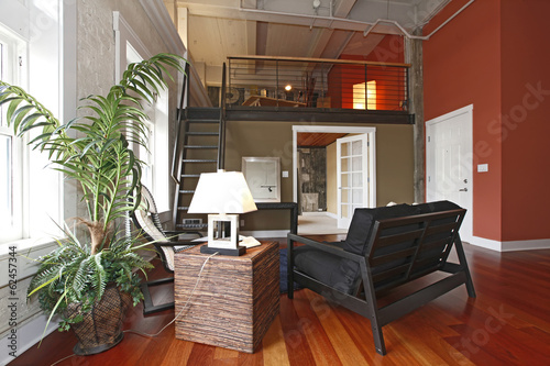 Fotografija Reconstructed modern living room with a mezzanine area