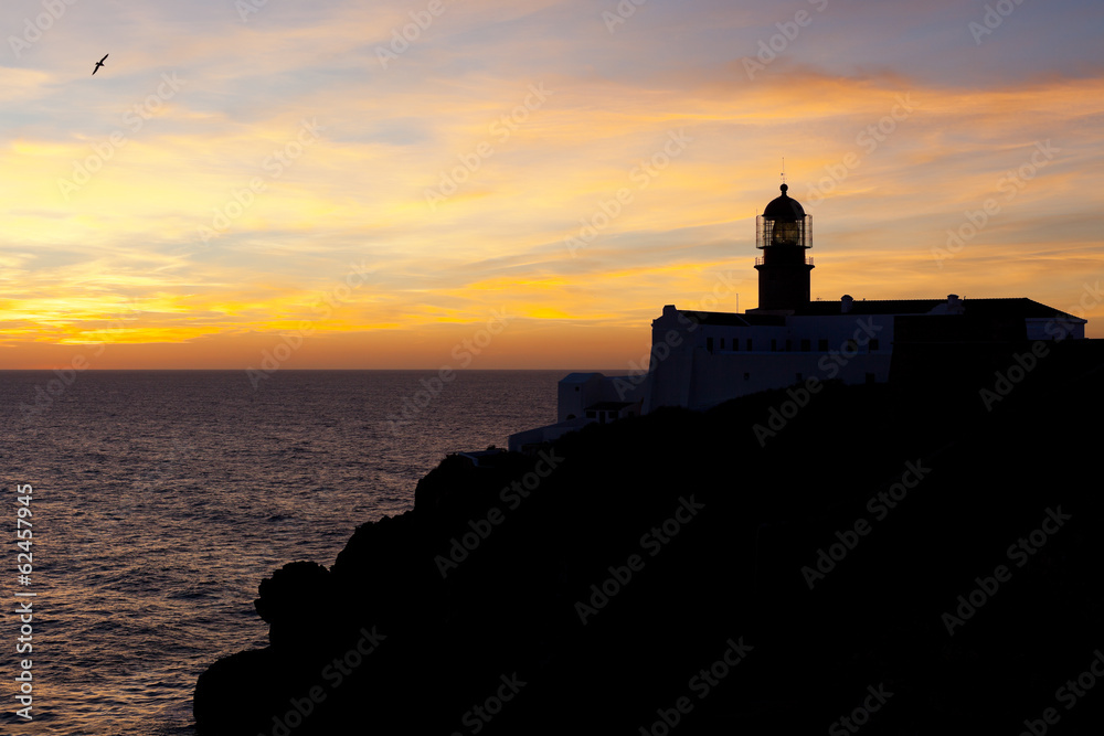 Lighthouse of Cabo Sao Vicente, Sagres, Portugal at Sunset