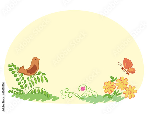 light yellow background with flora and fauna - vector