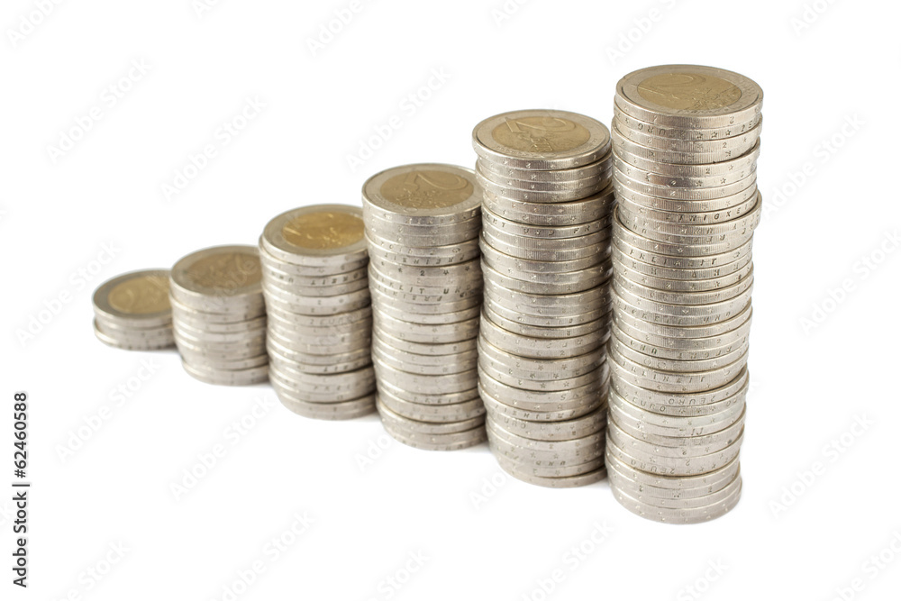 Two euros coins towers Two euros coins towers