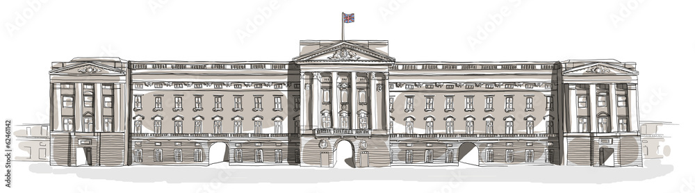 Naklejka premium Buckingham Palace line art
