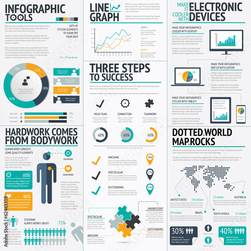 Modern fresh colored business infographic vector elements