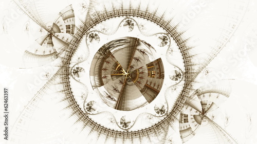 Wallpaper Mural old clock mechanism, ancient metallic cogwheel on white, loop Torontodigital.ca