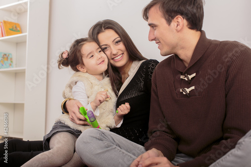 Happy family in the room