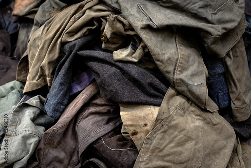 Dirty industrial clothes in a pile