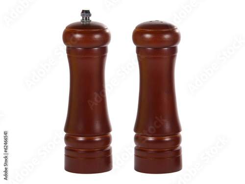 Wooden salt shaker and pepper mill grinder set