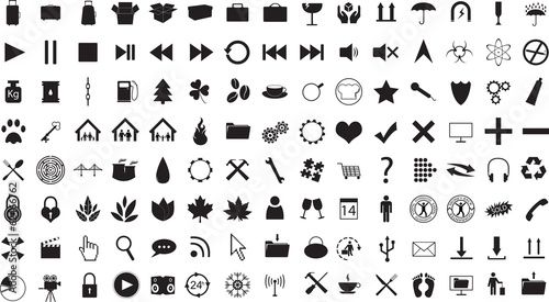 Random icon collection illustrated on white