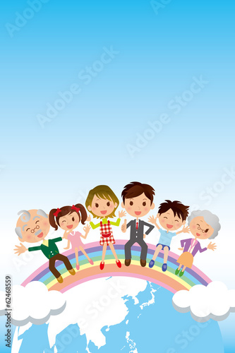 地球と虹と家族