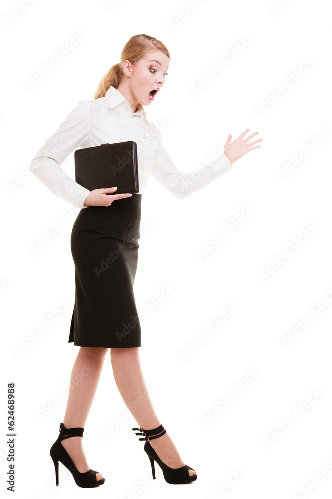 Full length mad businesswoman teacher screaming shouting Full length mad businesswoman teacher screaming shouting