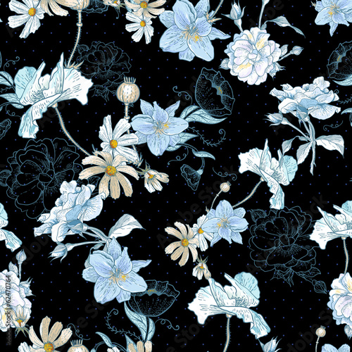 Beautiful Seamless Vintage Floral Background