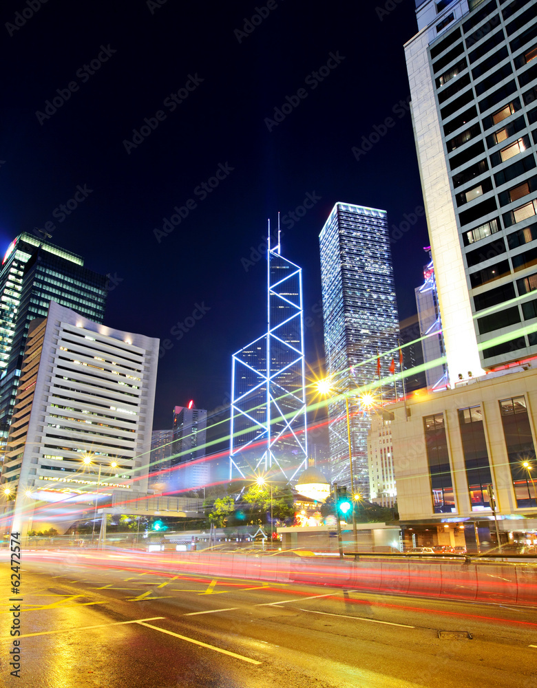 Fototapeta premium Hong Kong city traffic trail