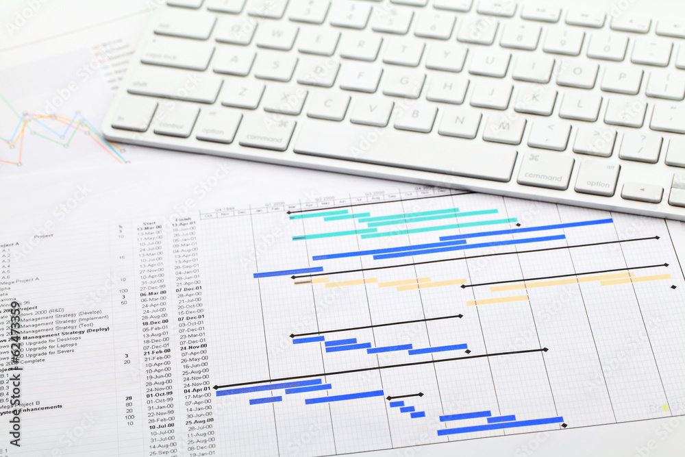 Project management with gantt chart and keypad Project management with gantt chart and keypad