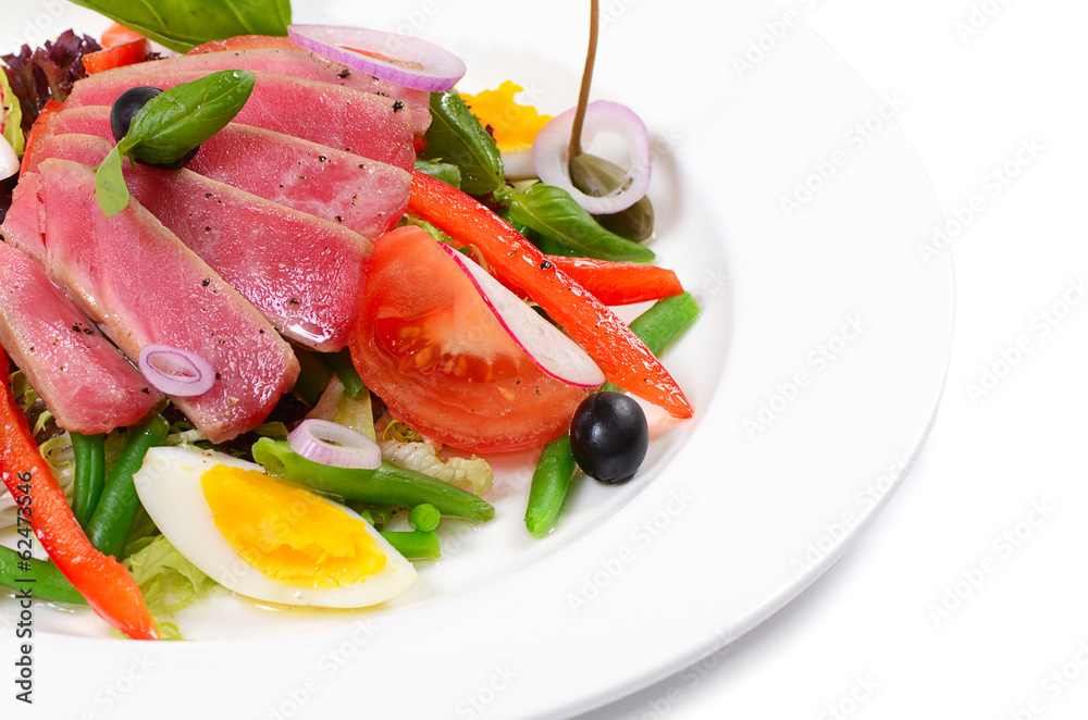 Nicoise with fresh tuna and vegetables Nicoise with fresh tuna and vegetables