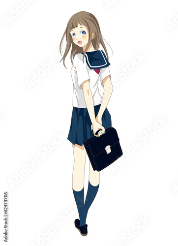 女の子　制服　夏