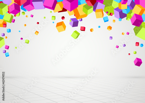 Bright colorful cubes threedimensional background