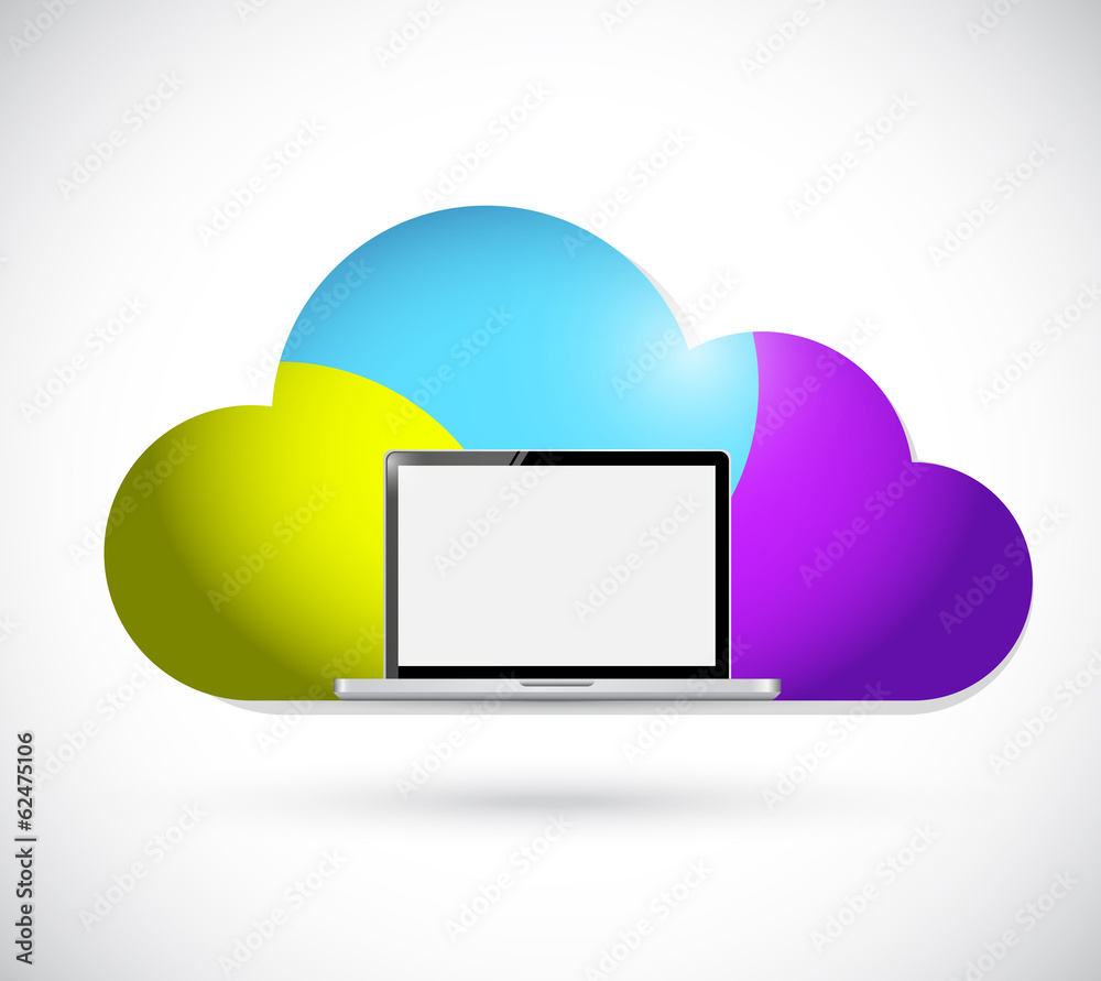 laptop and color cloud illustration design laptop and color cloud illustration design
