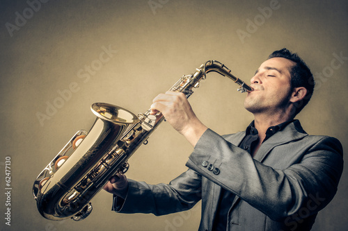 Bild auf Leinwand sax player