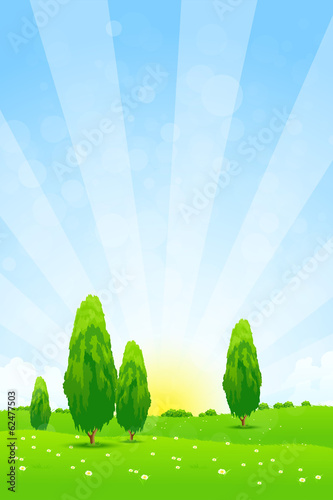 Green Landscape with  Trees