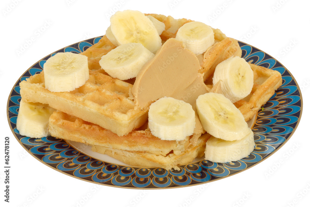 Banana on Waffles with Peanut Butter Banana on Waffles with Peanut Butter
