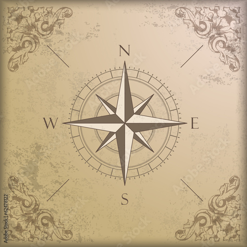 Vintage Background Edge Ornaments Compass